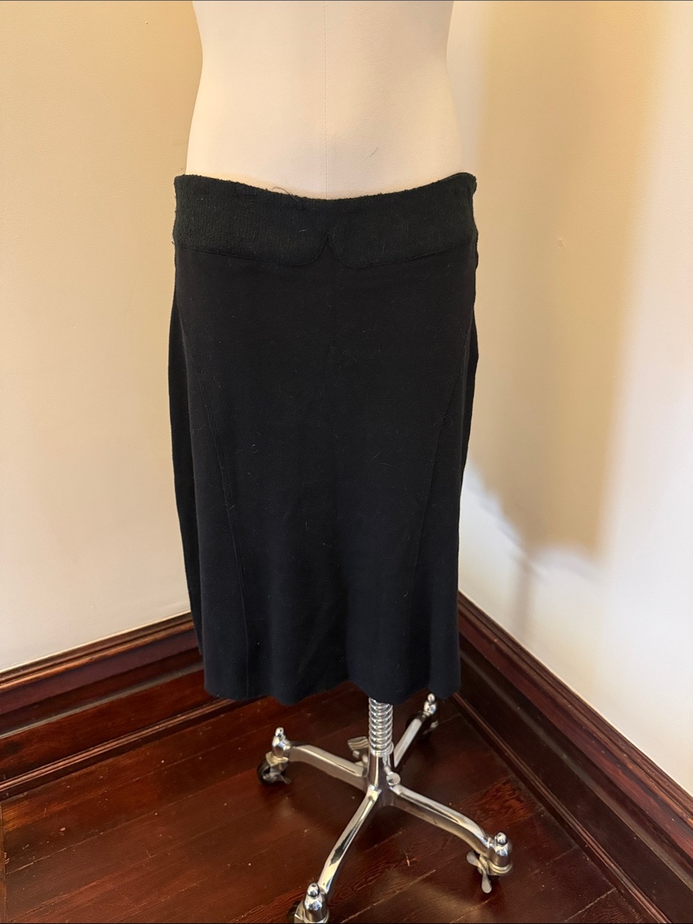 CAbi Black Midi Skirt with Textured Waistband